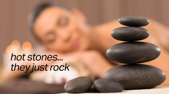 Hot stones are perfect for stubborn muscle knots
